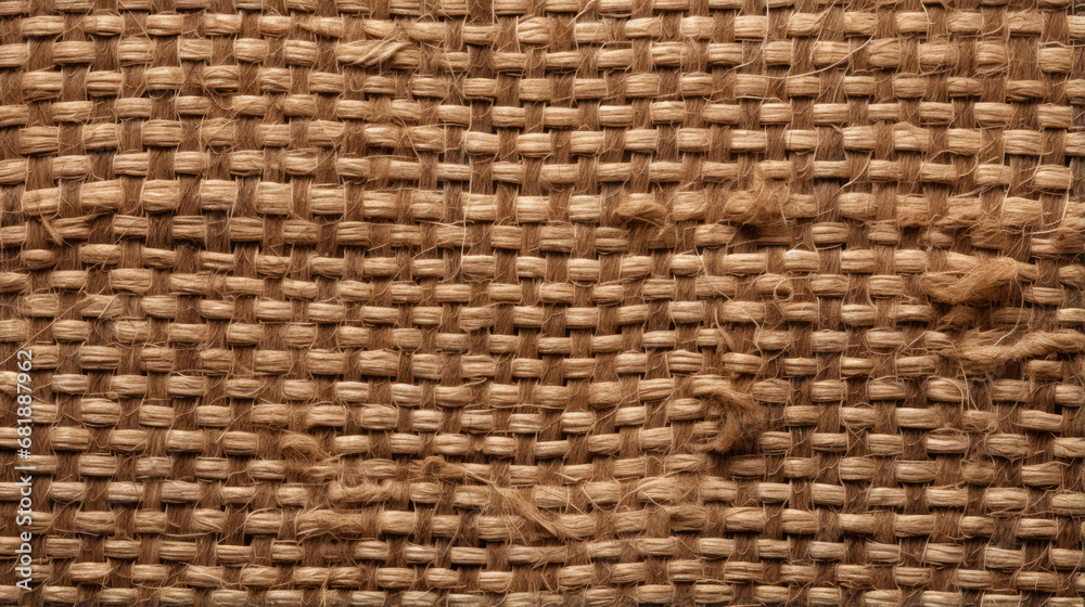 Details of jute material brown Woven Fabric Texture Background with Netting Pattern