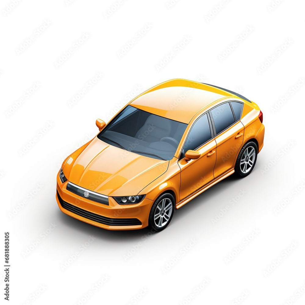 3D icon of a yellow car isolated on white background 3D icon of a yellow car isolated on white background