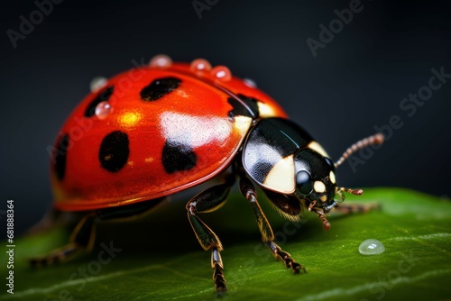 Colorful Lady beetle macro. Wild insect bug. Generate Ai