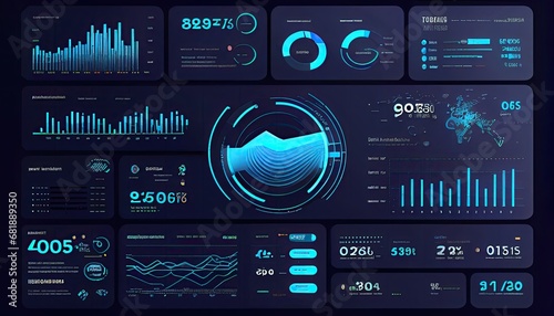 ui dashboard concept modern infographic template chart statistics graph elements data analytics ux kit infographics presentation statistic business screen interface analysis application balance