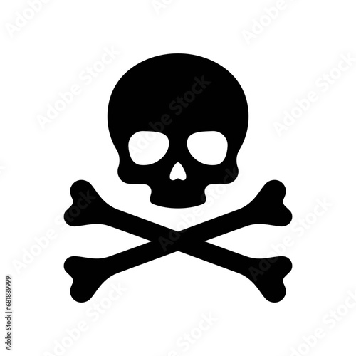 Skull and crossbones icon vector. Death symbol, danger or poison icon.Pirate flag attribute.  photo