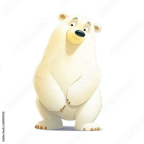 A cute  fun bear illustration with a white background. Generative AI. 
