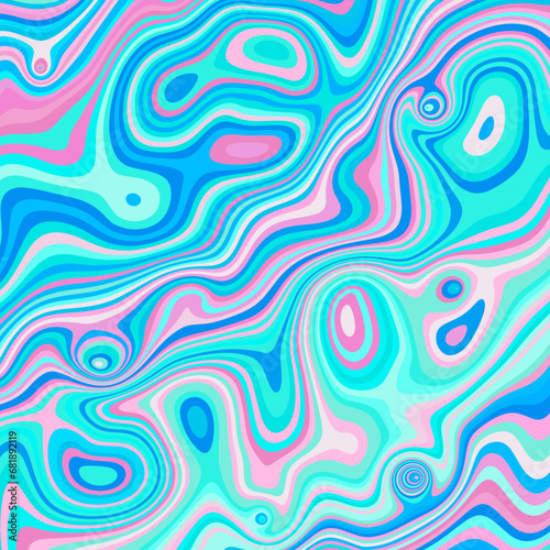 Holographic abstract poster design with optical interference and liquid effect . Illusion of movement for banner, flier, invitation, cover, business card.