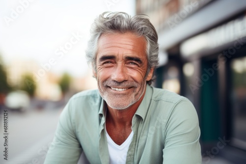 Portrait of a handsome senior man outdoors. Mature man looking at camera and smiling.