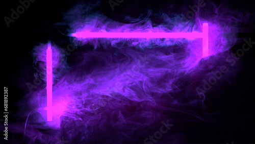 Colored neon frame with smoke