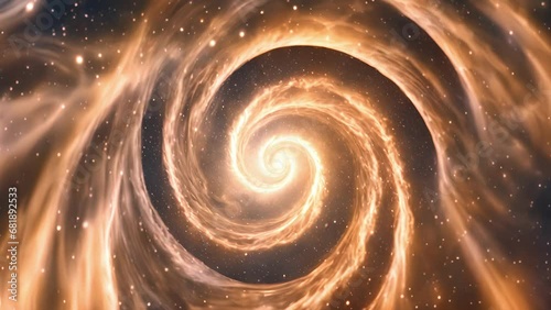 Closeup celestial vortex, with dazzling swirls spirals pulling focus, creating hypnotic effect. photo