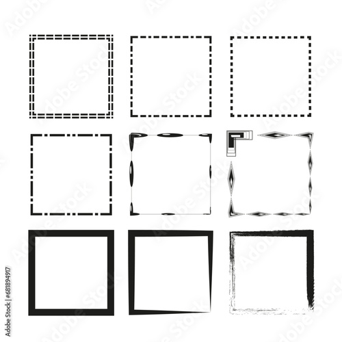 Handdrawn square frame. Vector illustration. EPS 10.