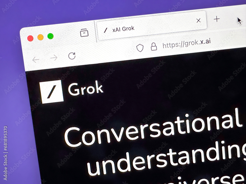 Nanning, China - Nov 22, 2023. Grok official website. Grok is a