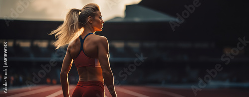 Concentrated athlete focused on her goals on a training day