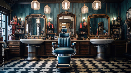 Nostalgia Meets Unconventional Barbershop, The Uniquely Decorated Room of a Retro and Eccentric Barbershop photo