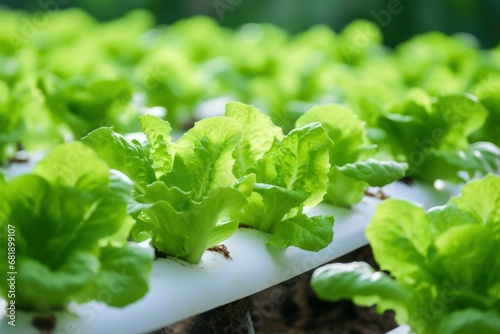 Vibrant Field organic lettuce plant. Harvest nature. Generate AI