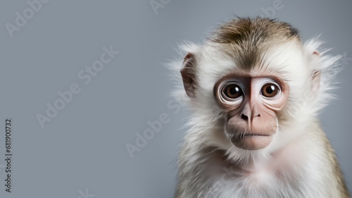 Close up monkey isolated on gray background