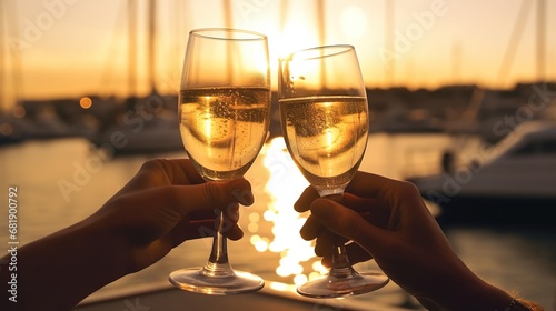 Toasting two glasses of drinks