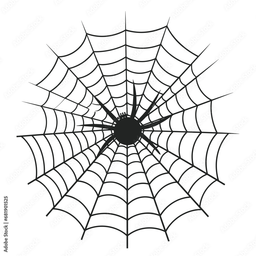 Obraz premium A cobweb vector isolated on a White background, A Spider web silhouette