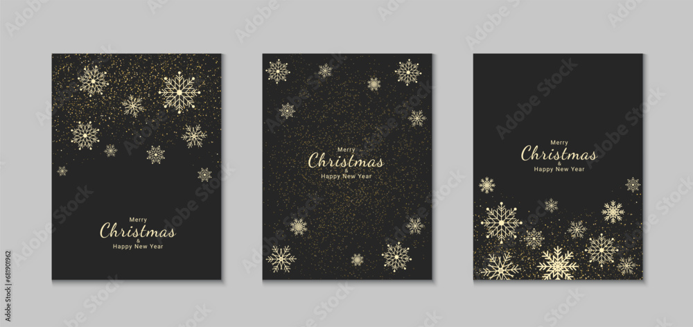 Set of Christmas and New Year cards. Flat holiday background design with xmas decorations. Illustration template for greetings, invitations, brochures, covers. Vector Set of Christmas and New Year cards. Flat holiday background design with xmas decorations. Illustration template for greetings, invitations, brochures, covers. Vector