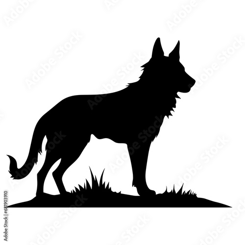 A Scary Dog Vector Silhouette isolated on a white background