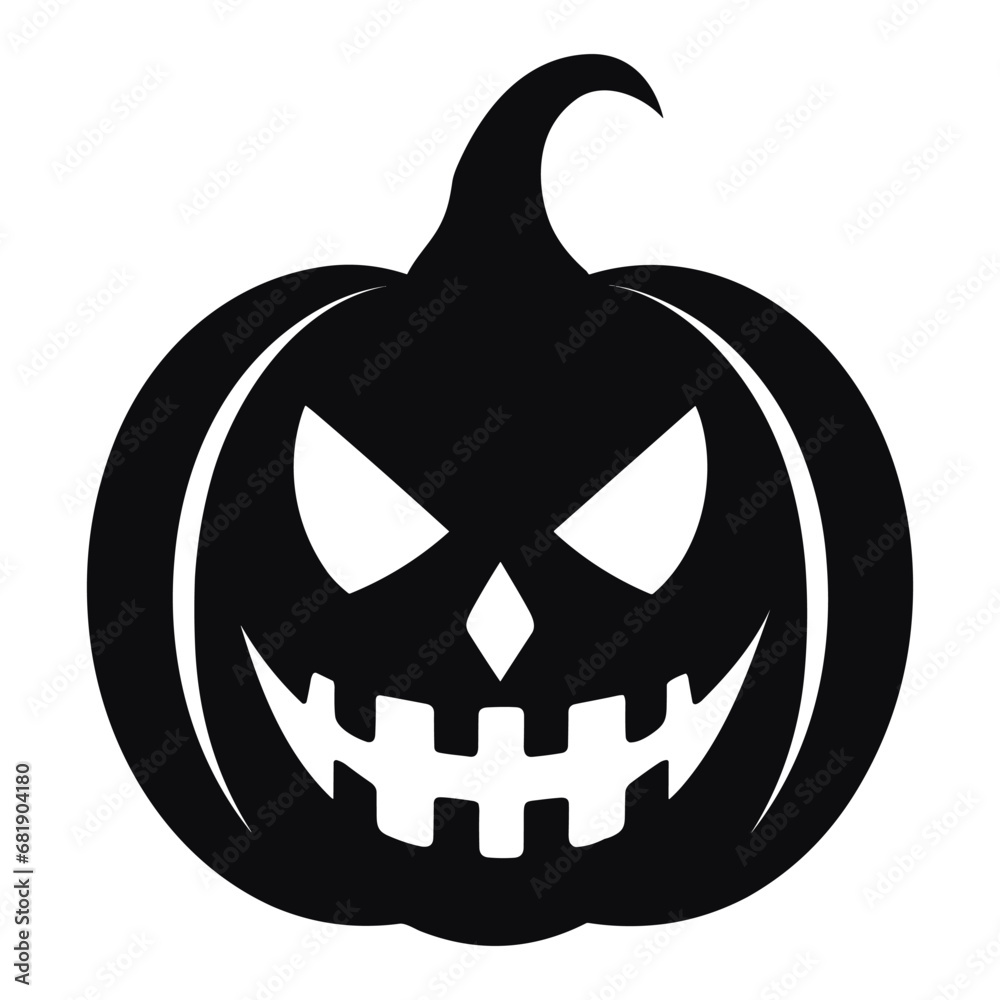 A Scary Pumpkin Vector silhouette isolated on a white background A Scary Pumpkin Vector silhouette isolated on a white background