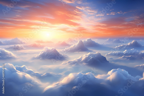 Sunrise over clouds in the sky