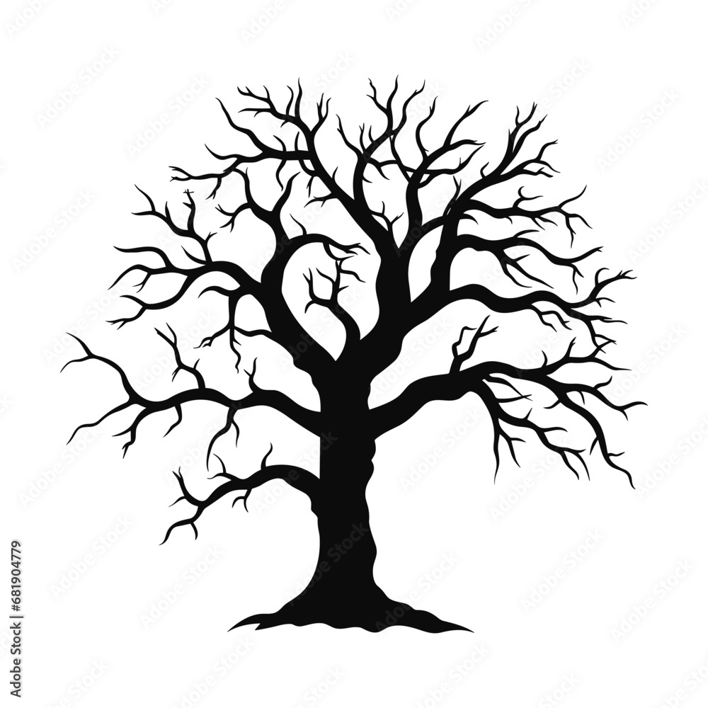 Scary Dead Tree vector Silhouette isolated on a white background Scary Dead Tree vector Silhouette isolated on a white background