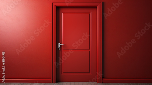 red door in a white wall HD 8K wallpaper Stock Photographic Image  © AA