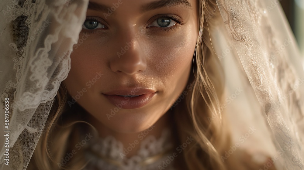 Portrait of an attractive bride , striking eyes , intense emotions Portrait of an attractive bride , striking eyes , intense emotions