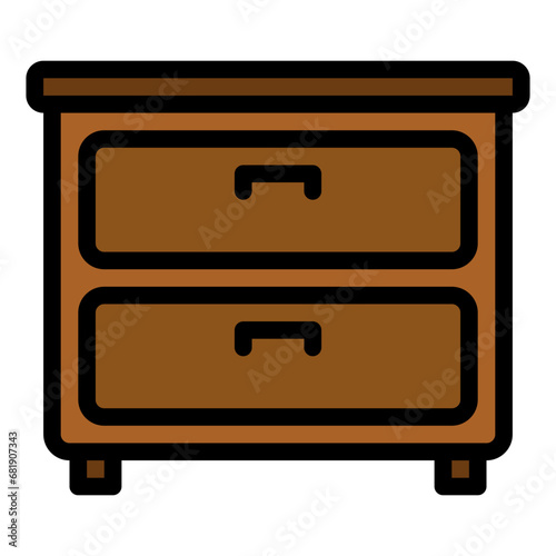 drawer colorful Filled Line icon for furniture