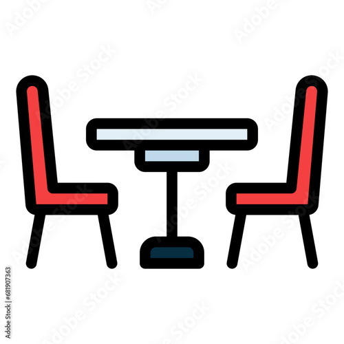 dinning table colorful Filled Line icon for furniture