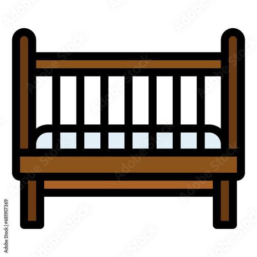 crib colorful Filled Line icon for furniture