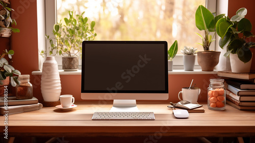 copy space on creative worktable with digital device