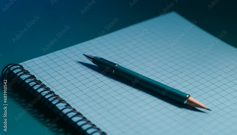 Yellow spiral notebook on wooden desk with ballpoint pen generated by AI Yellow spiral notebook on wooden desk with ballpoint pen generated by AI