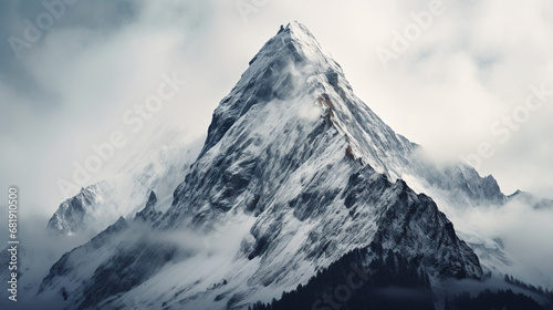 A snow-covered mountain peak, AI Generative. © Miry Haval