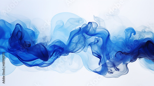 abstract background with white and dark blue ink spilled in water.