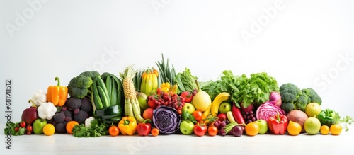 The photographer captured a vibrant photo of healthy food  showcasing an array of colorful vegetables  isolated in a white background  symbolizing health  lifestyle  and the organic green  blue