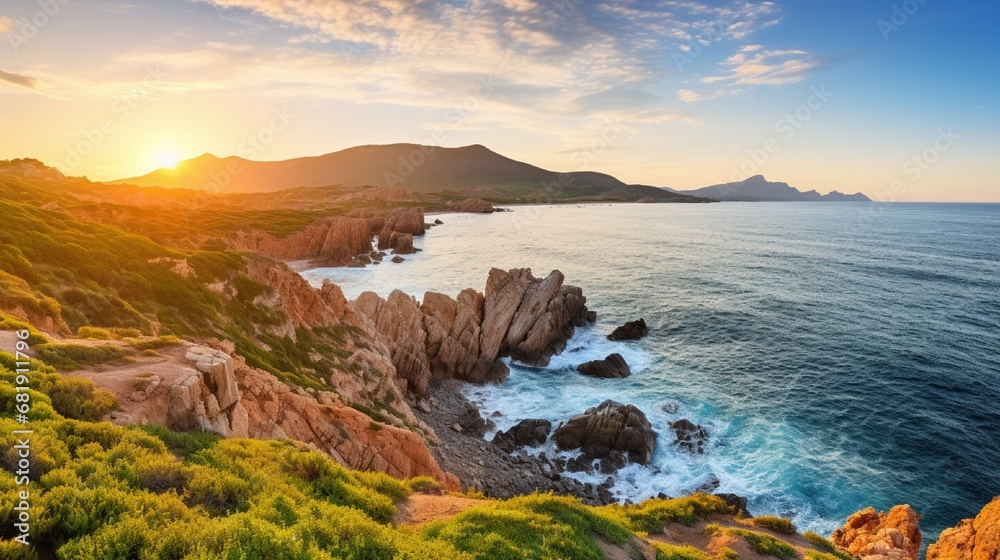 Obraz premium Exciting morning view. Great morning seascape of Mediterranean sea Beauty of nature concept background