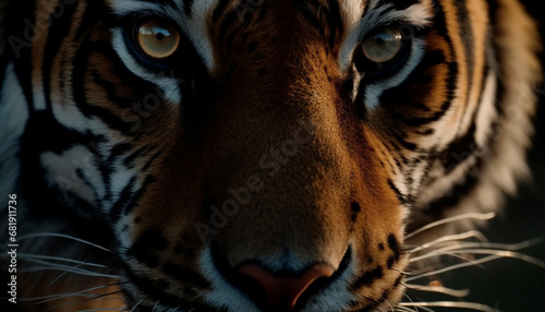 Majestic wildcat staring with aggression  beauty in nature wildlife reserve generated by AI