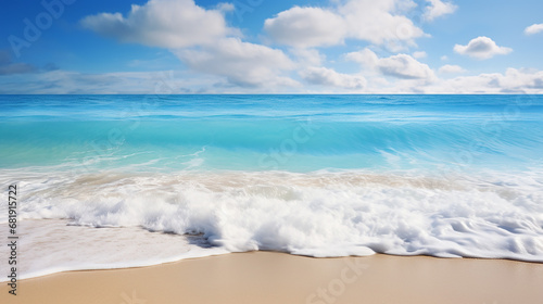 beautiful sandy beach and soft blur ocean wave © Aura