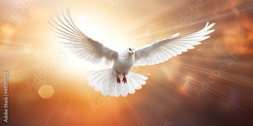 Dove of Peace in the Heavenly Sky, Celestial Conception.dove in the sky.AI Generative 