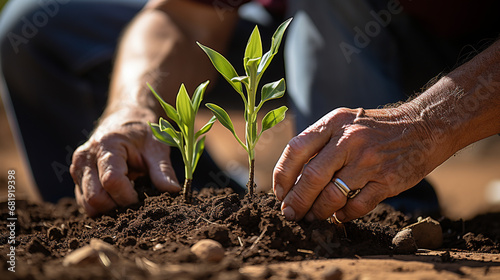 planting a plant HD 8K wallpaper Stock Photographic Image 