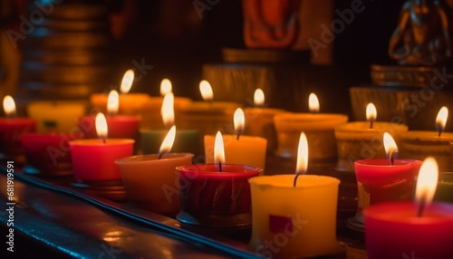 Burning candle igniting memories of love and spirituality in December generated by AI