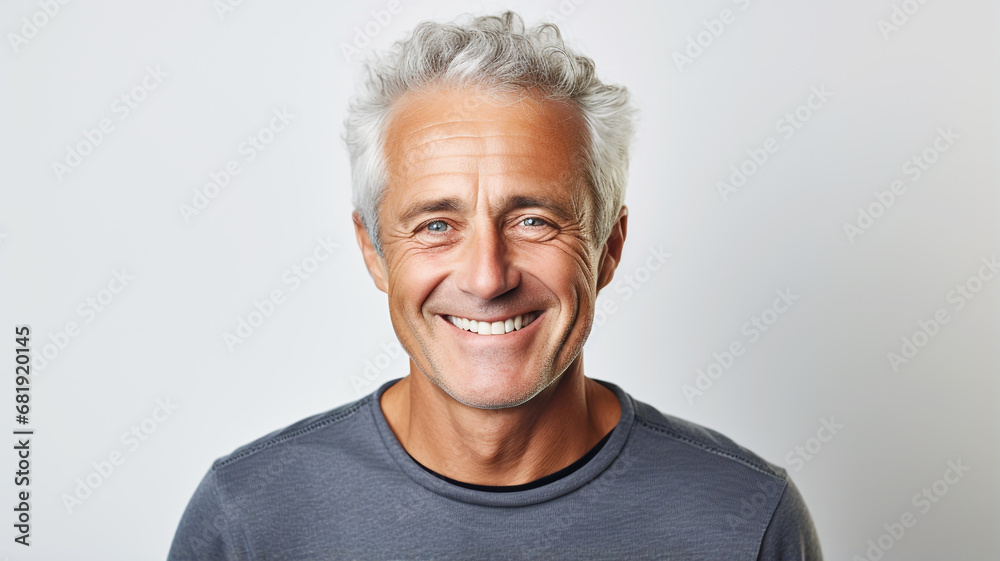 Happy mature man on a solid background Happy mature man on a solid background