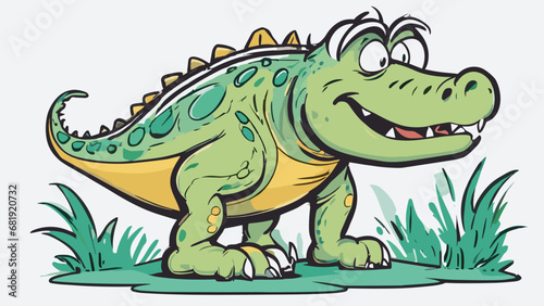Crocodile cartoon character illustration vector image. Aligator wild design graphic design image