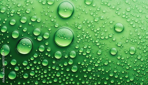 Rain droplets background green colored water drops texture drop pattern droplet wet wallpaper abstract macro liquid surface full frame freshness condensate splash glistering weather metal