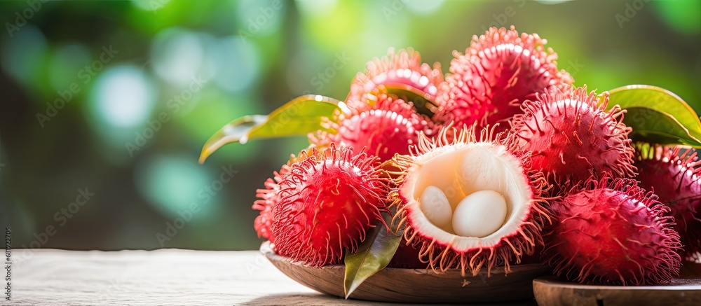 The red, tropical, and delicious Rambutan fruit from Thai, Asia, is not only visually colorful but also a healthy, organic, and sweet food that showcases the vibrant power of nature and agriculture The red, tropical, and delicious Rambutan fruit from Thai, Asia, is not only visually colorful but also a healthy, organic, and sweet food that showcases the vibrant power of nature and agriculture