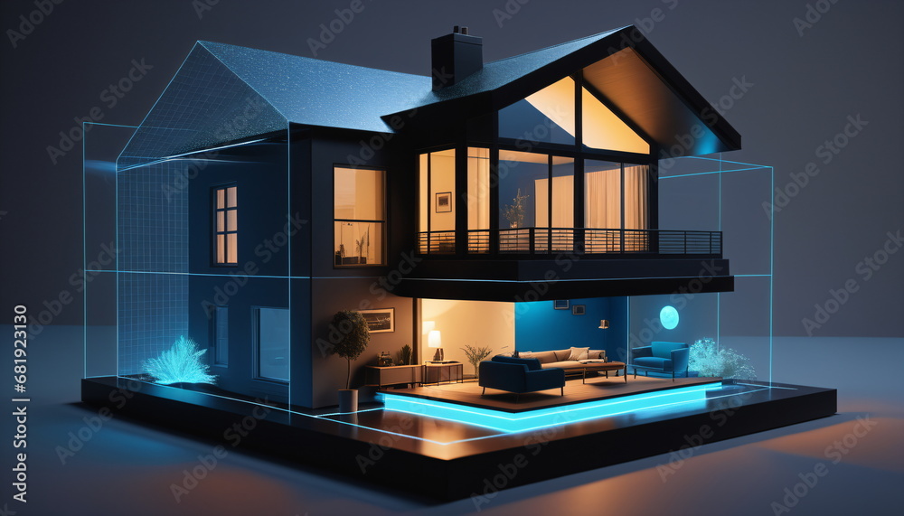 The Holographic Home: A Glimpse into the Future - obrazy, fototapety, plakaty 