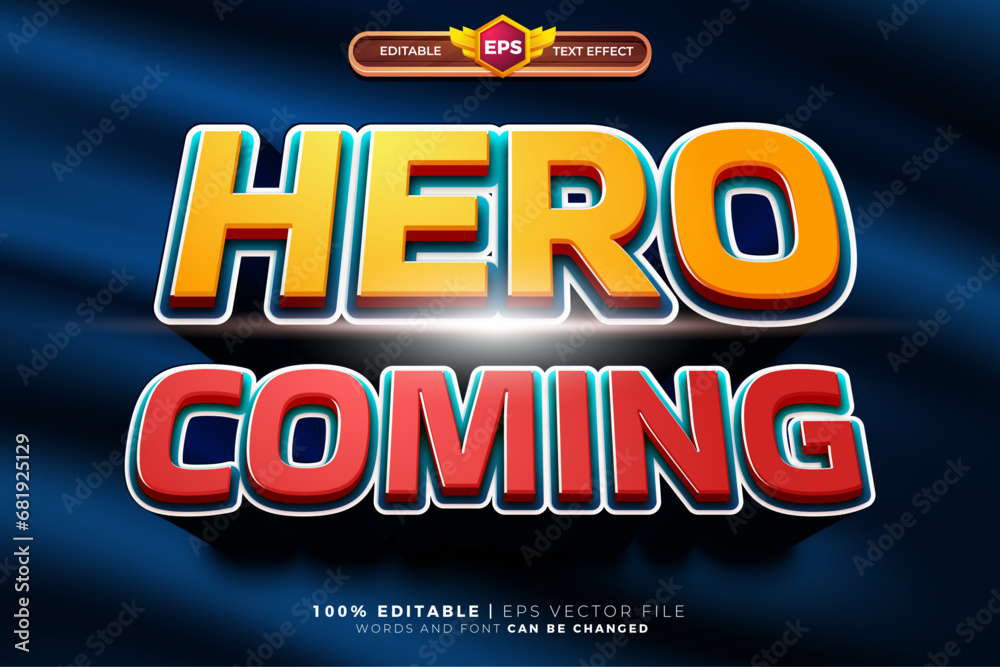 Hero Coming Comic Bold 3D Editable text Effect Style