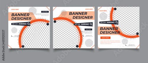 We are hiring job vacancy square social media post banner template	
