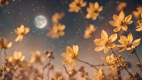 camera pans across garden, constellations come life wondrous fusion nature astrology. Taurus blossoms into magnificent golden bloom, while Geminis petals dance with breeze, photo