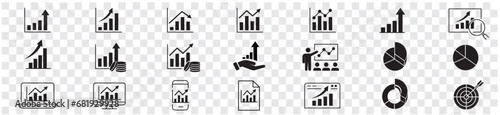 Chart Graph line icons set editable stroke vector illustration
