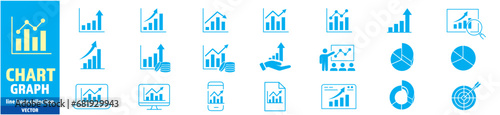 Chart Graph line icons set editable stroke vector illustration

