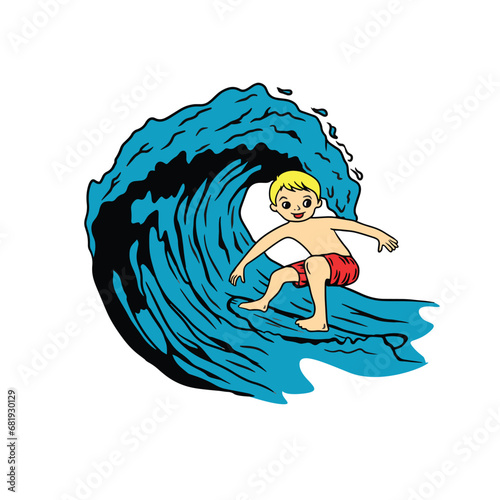 man surfing illustration